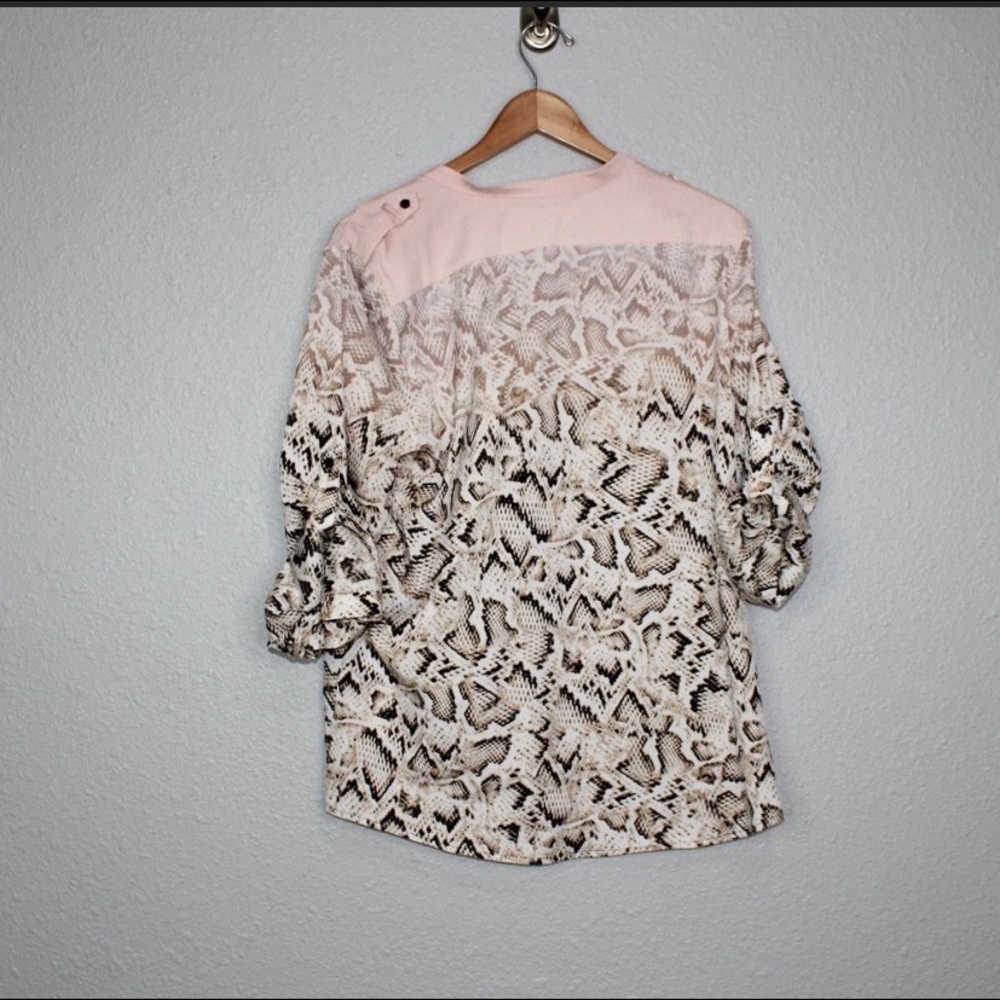 Calvin Klein Snake Print Ombre Tab Sleeve Top sz L